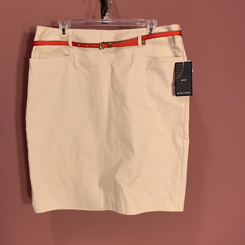 NEW YORK CLOTHING CO. KHAKI PENCIL SKIRT SZ 14